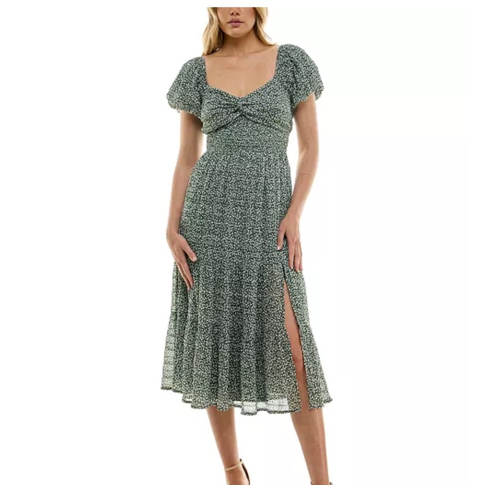 Trixxi Green Patterned Midi Dress